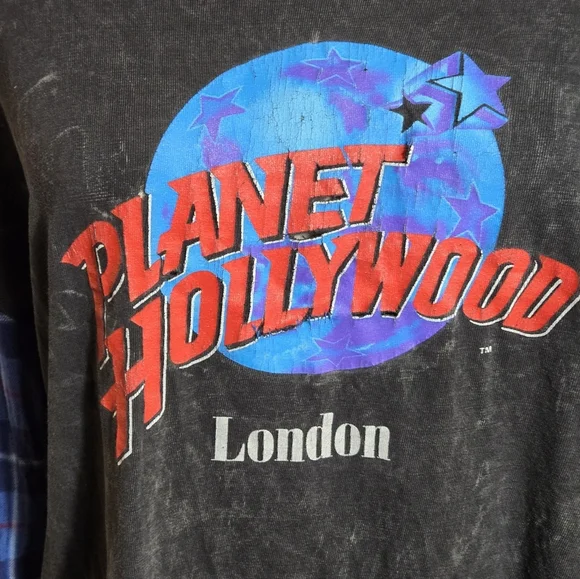 Furst Of A Kind Planet Hollywood Grunge Black Tee Flannel Shirt Sleeves Shirt - Picture 2 of 7